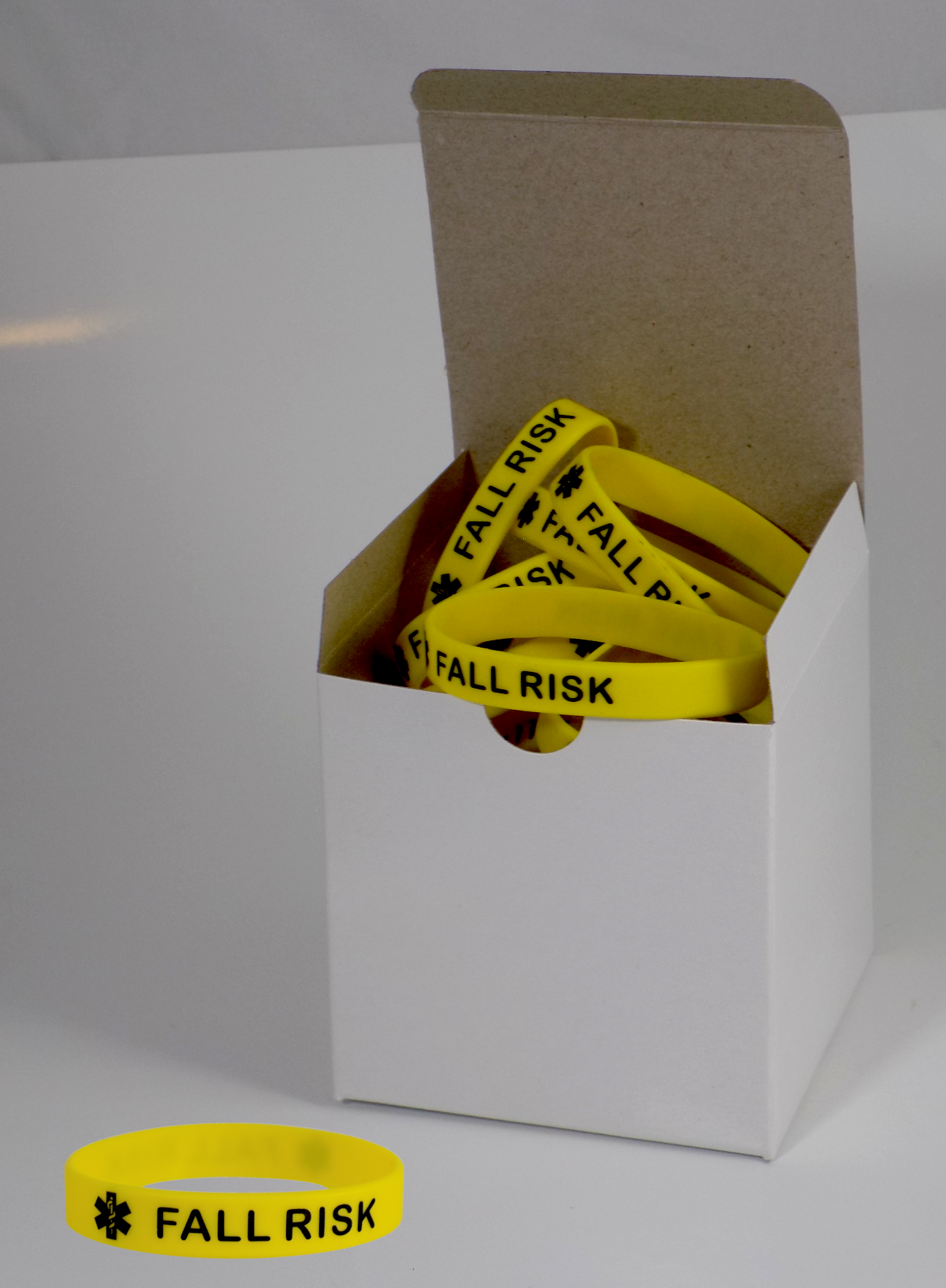 FALL RISK Medical Alert ID Silicone Bracelet Wristbandsyellow 25 Pack