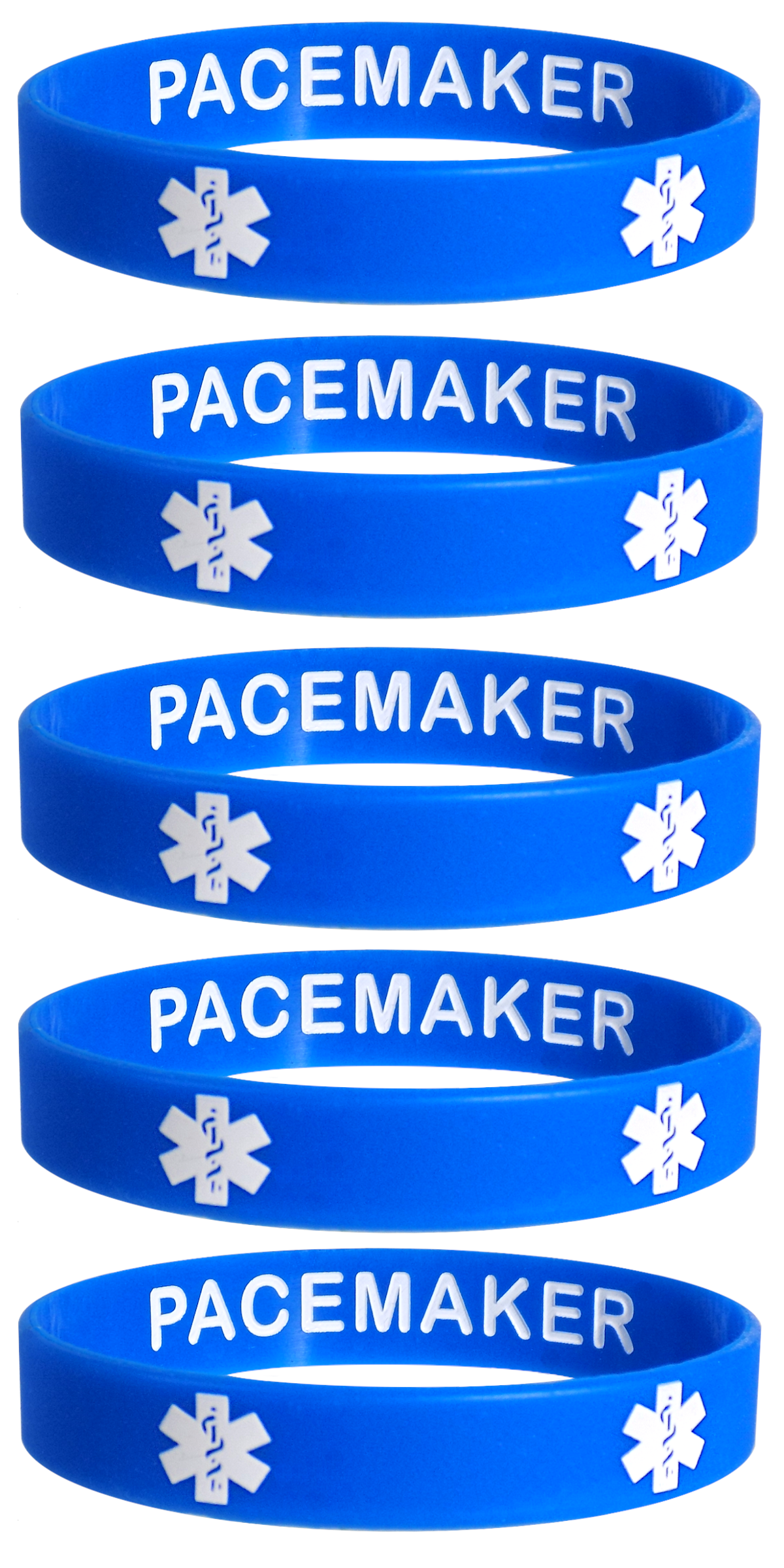 PACEMAKER Medical Alert ID Privacy Enhanced Silicone Bracelets Wristbands 5 Pack