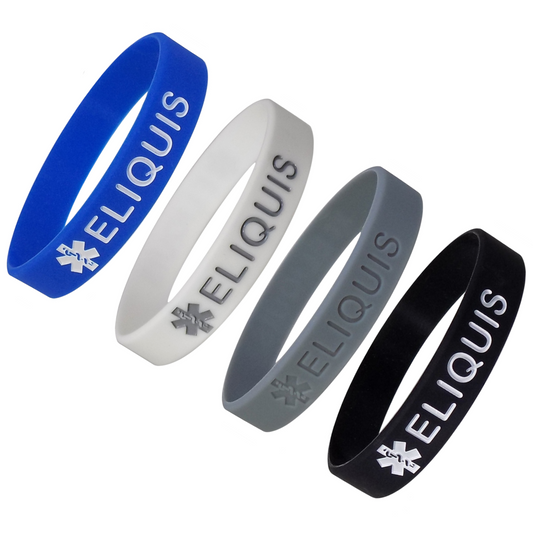 ELIQUIS Medical Alert ID Silicone Bracelet Wristbands 4 Pack