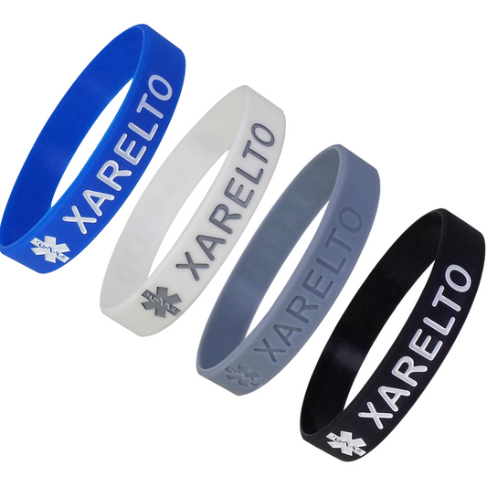 "XARELTO" Medical Alert ID Silicone Bracelet Wristbands 4 Pack