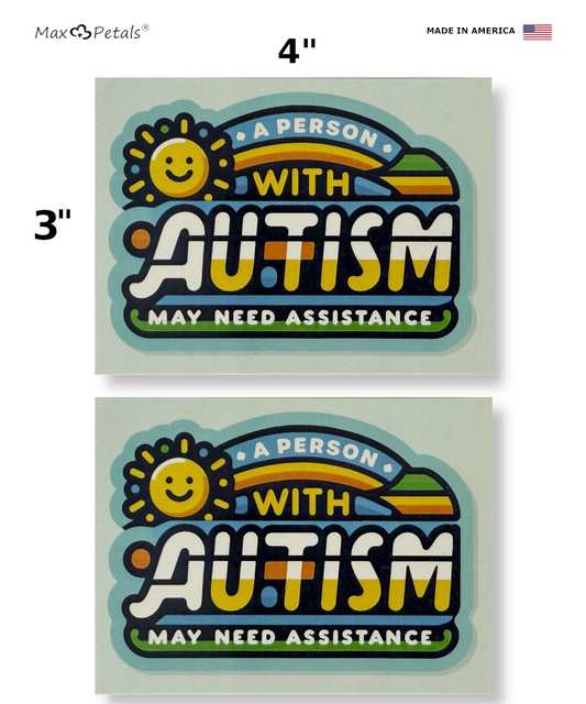 Person with Autism Decals Pack of 2 – Autism Alert Stickers for First Responders, Medical Alert Vinyl Decals, Waterproof UV Resistant, 4×3 Inch