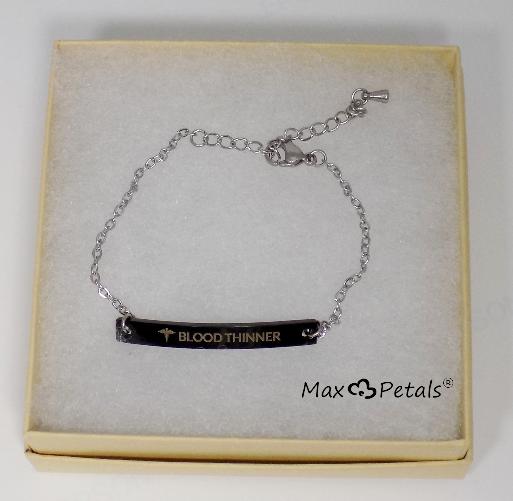 ⚕️BLOOD THINNER Elegant Medical Alert Bar Bracelet Adjustable Chain
