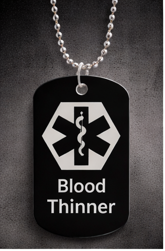 Medical Alert ID Necklace BLOOD THINNER - XARELTO or ELIQUIS Dog Tags - Weatherproof