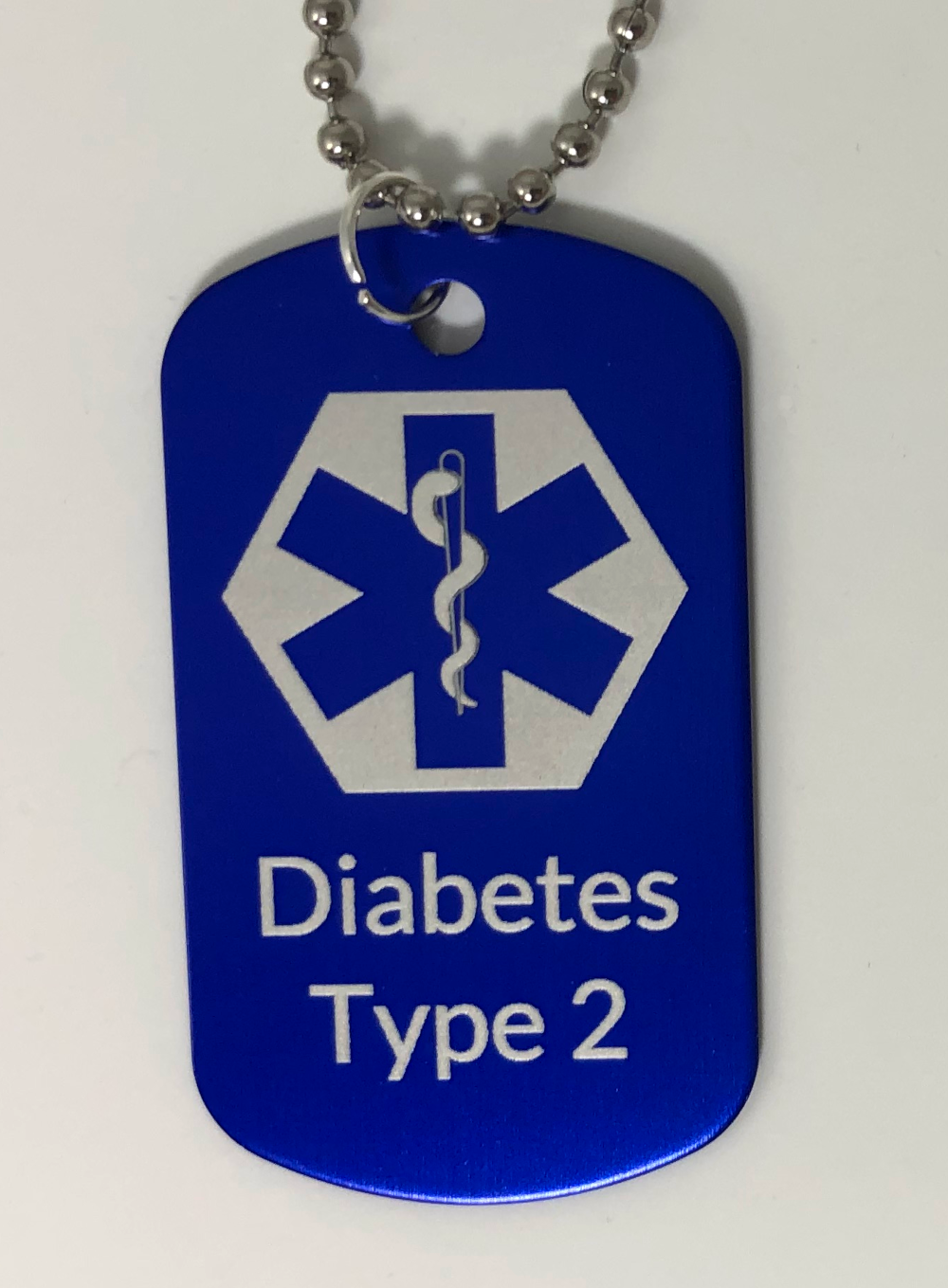 Medical Alert ID Necklaces Diabetes Type 2 - Weatherproof