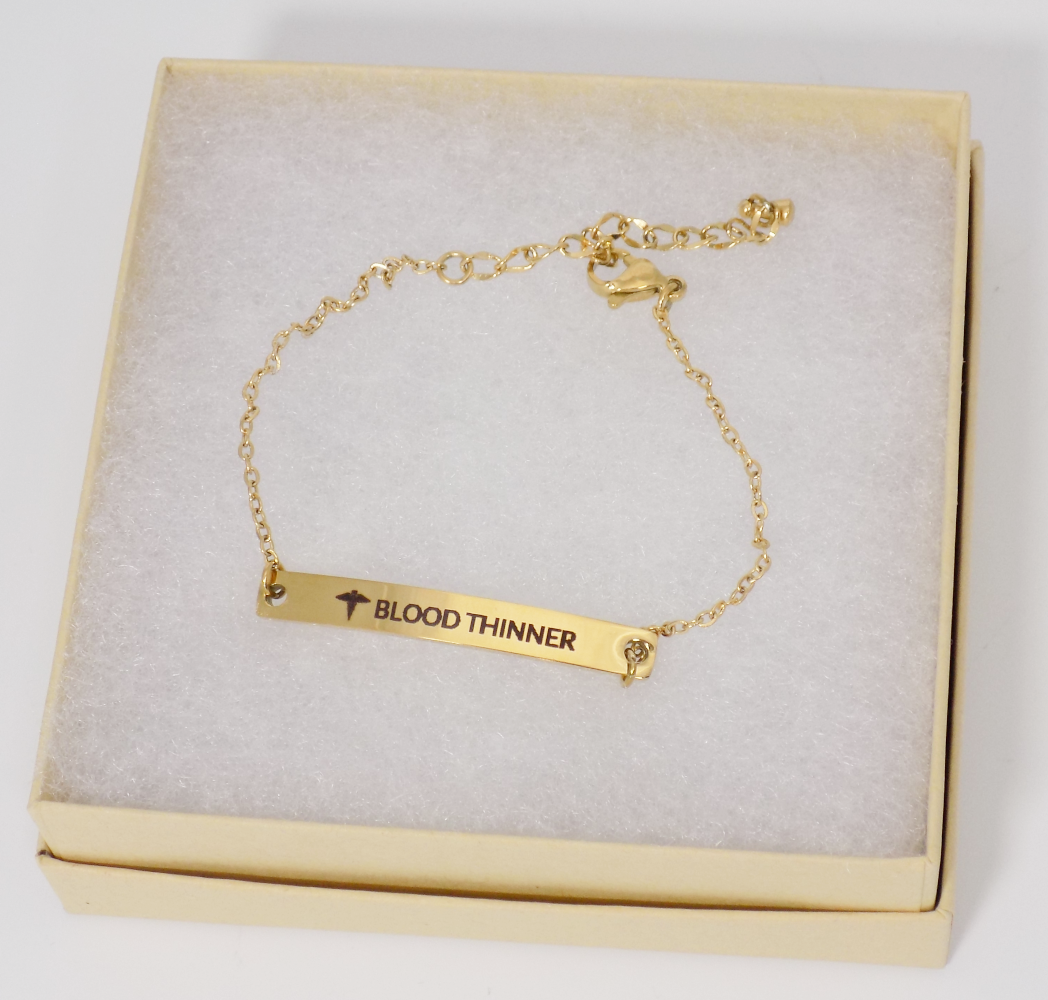 ⚕️BLOOD THINNER Elegant Medical Alert Bar Bracelet Adjustable Chain