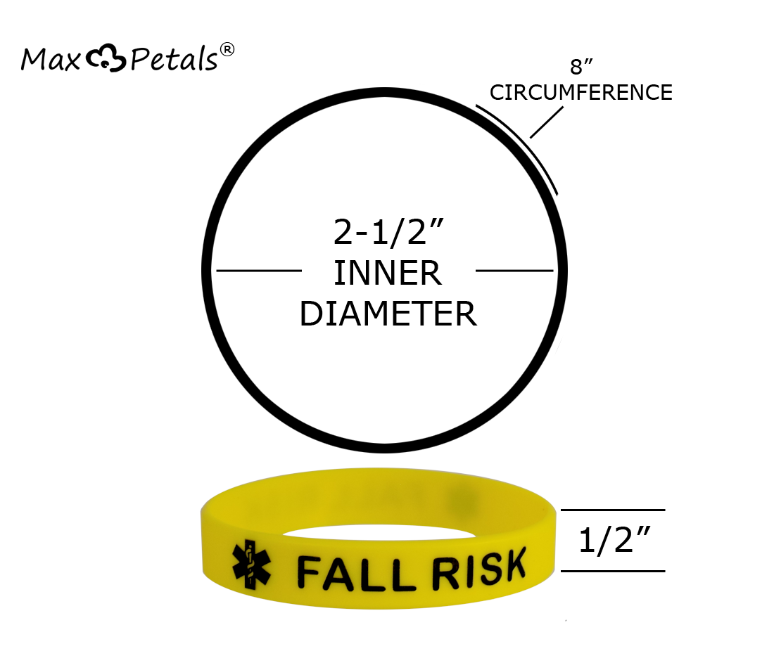 FALL RISK Medical Alert ID Silicone Bracelet Wristbandsyellow 25 Pack