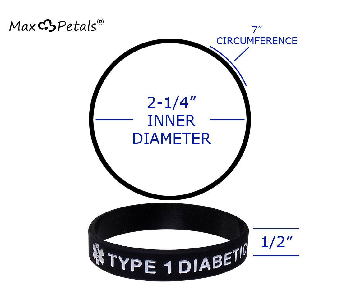 Enhance Patient Safety and Visibility: Type 1 Diabetic Medical Alert Bracelets CHILD SIZE 7" (25-Pack)