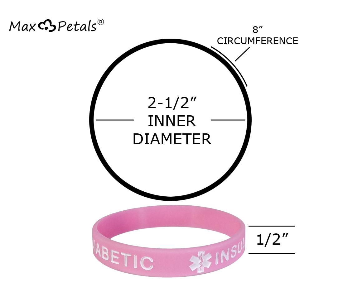 TYPE 1 DIABETIC INSULIN DEPENDENT Medical Alert ID Silicone Bracelet Wristbands Pastels 4 Pack