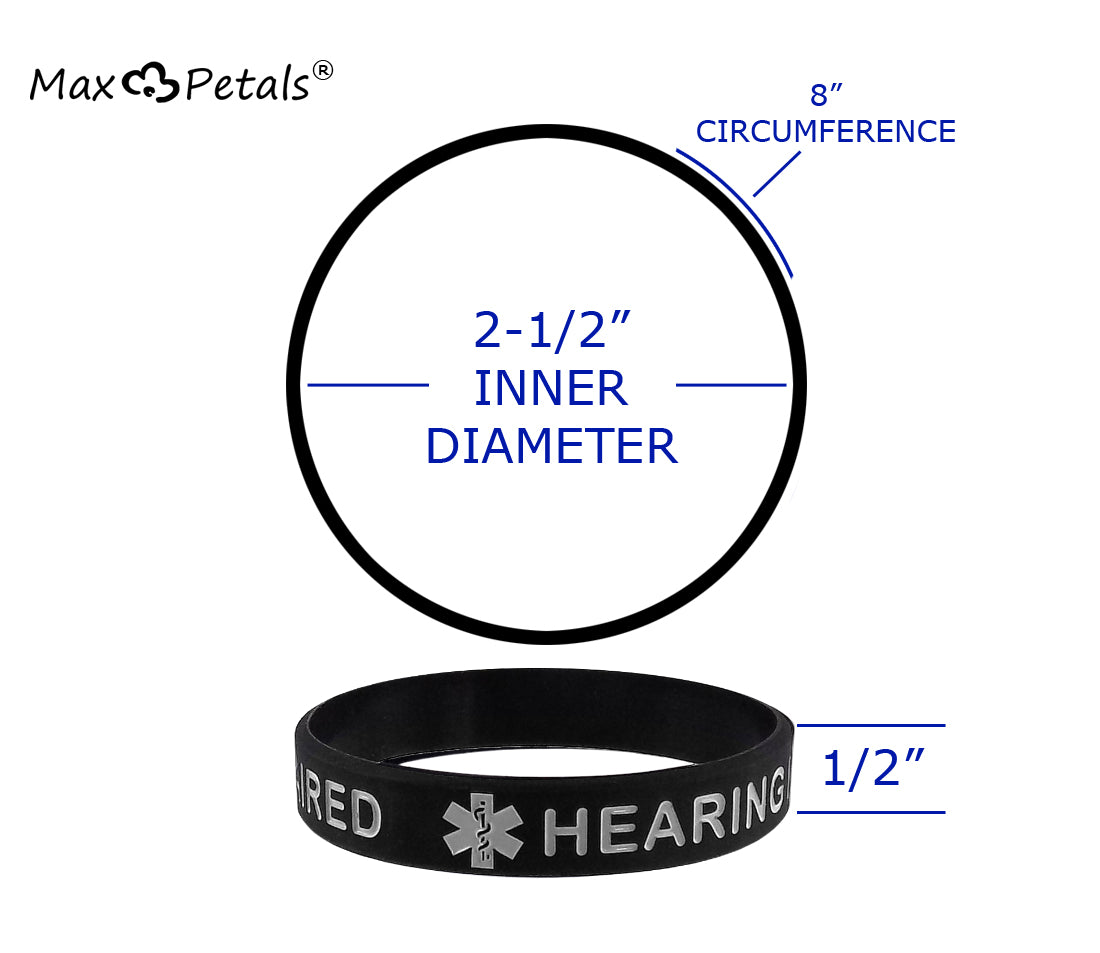 25 Pack "HEARING IMPAIRED" Medical Alert ID Silicone Bracelet Wristbands