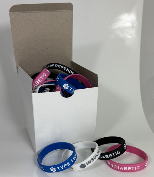Enhance Patient Safety and Visibility: Type 1 Diabetic Medical Alert Bracelets CHILD SIZE 7" (25-Pack)