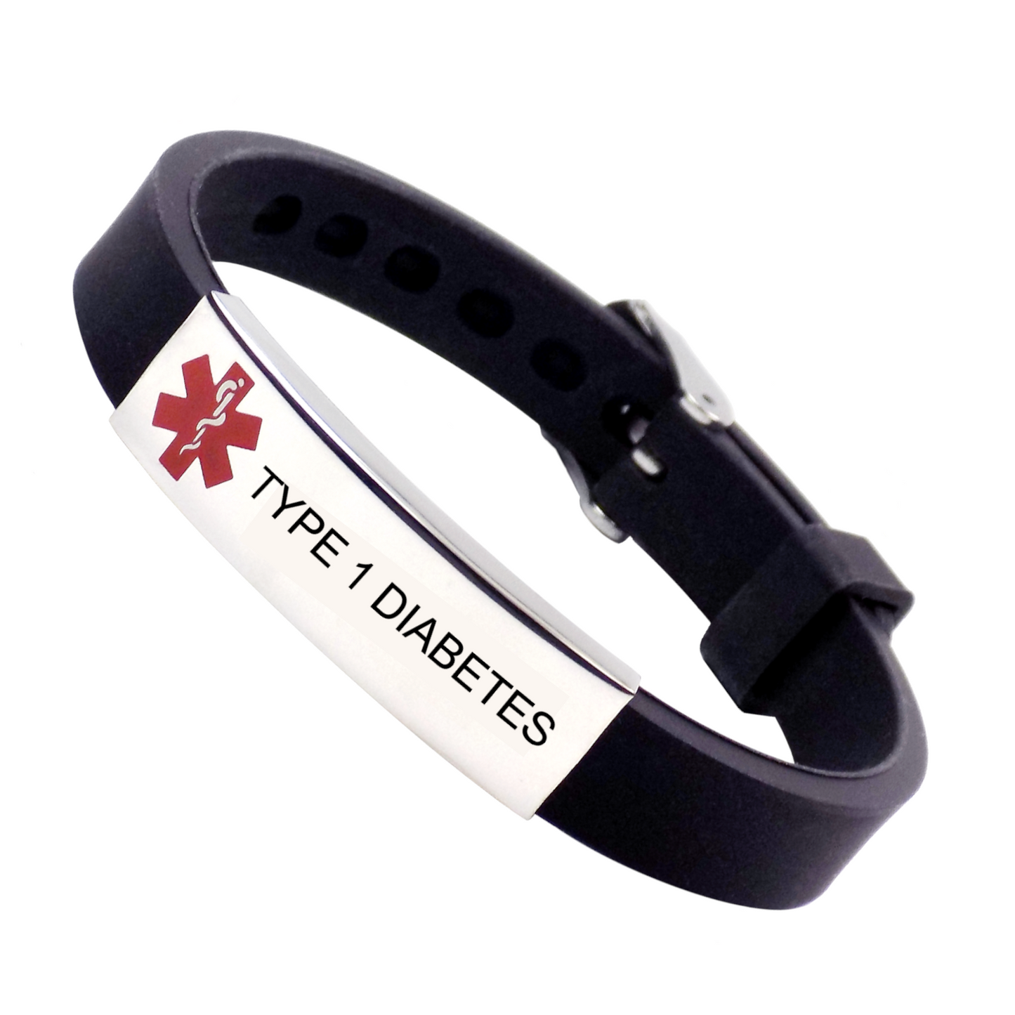 "TYPE 1 DIABETES" Medical alert Wristband Bracelet - Adjustable