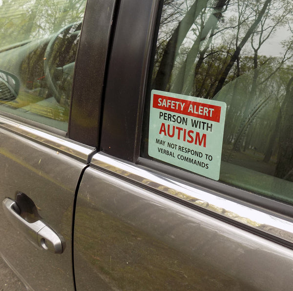 Autism Safety Alert Vinyl Decal on car