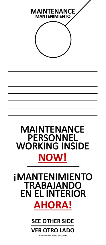 Maintenance Door Hanger Tags - Bilingual English and Spanish for Property Management Rentals Airbnb (50 Pack)