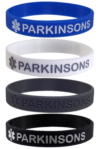 Parkinsons Medical Alert ID Silicone Bracelets Wristbands for Parkinson's Disease