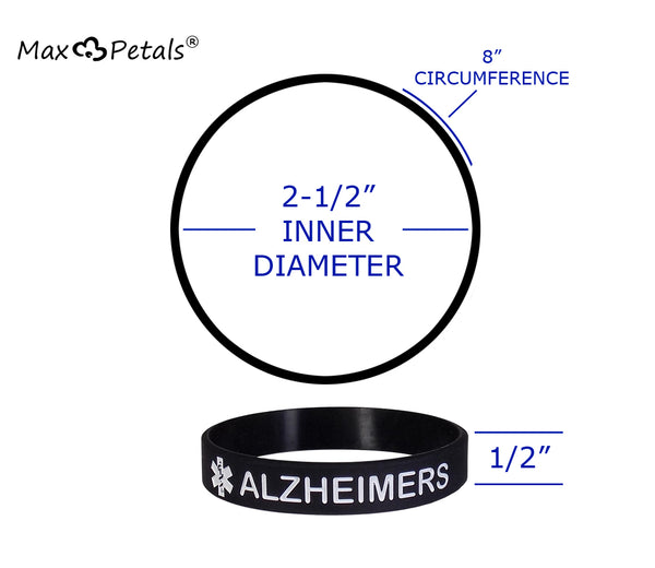 "ALZHEIMERS" Medical Alert ID Silicone Bracelet Wristbands 4 Pack