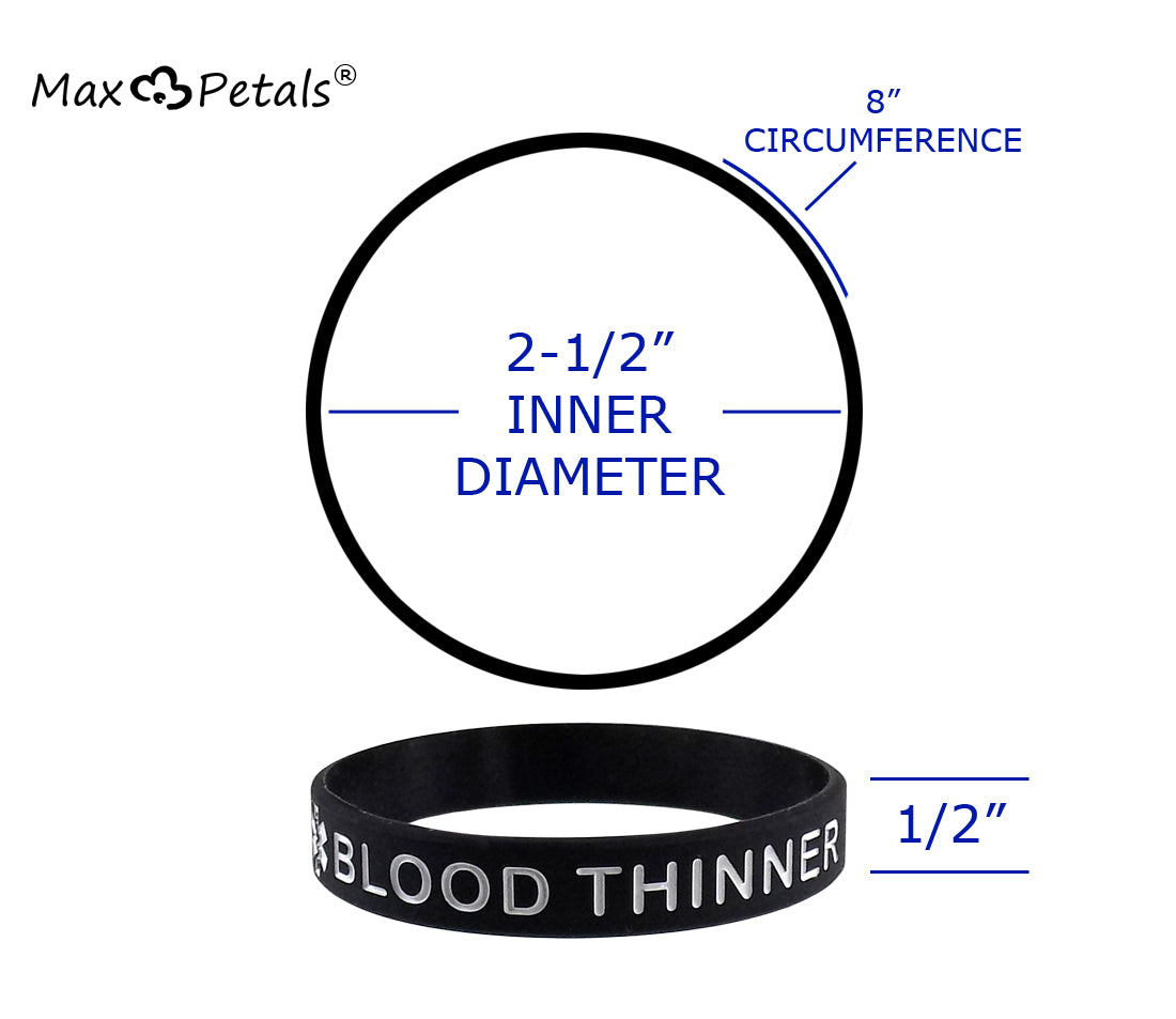 "BLOOD THINNER" Medical Alert ID Silicone Bracelet Wristbands 5 Pack
