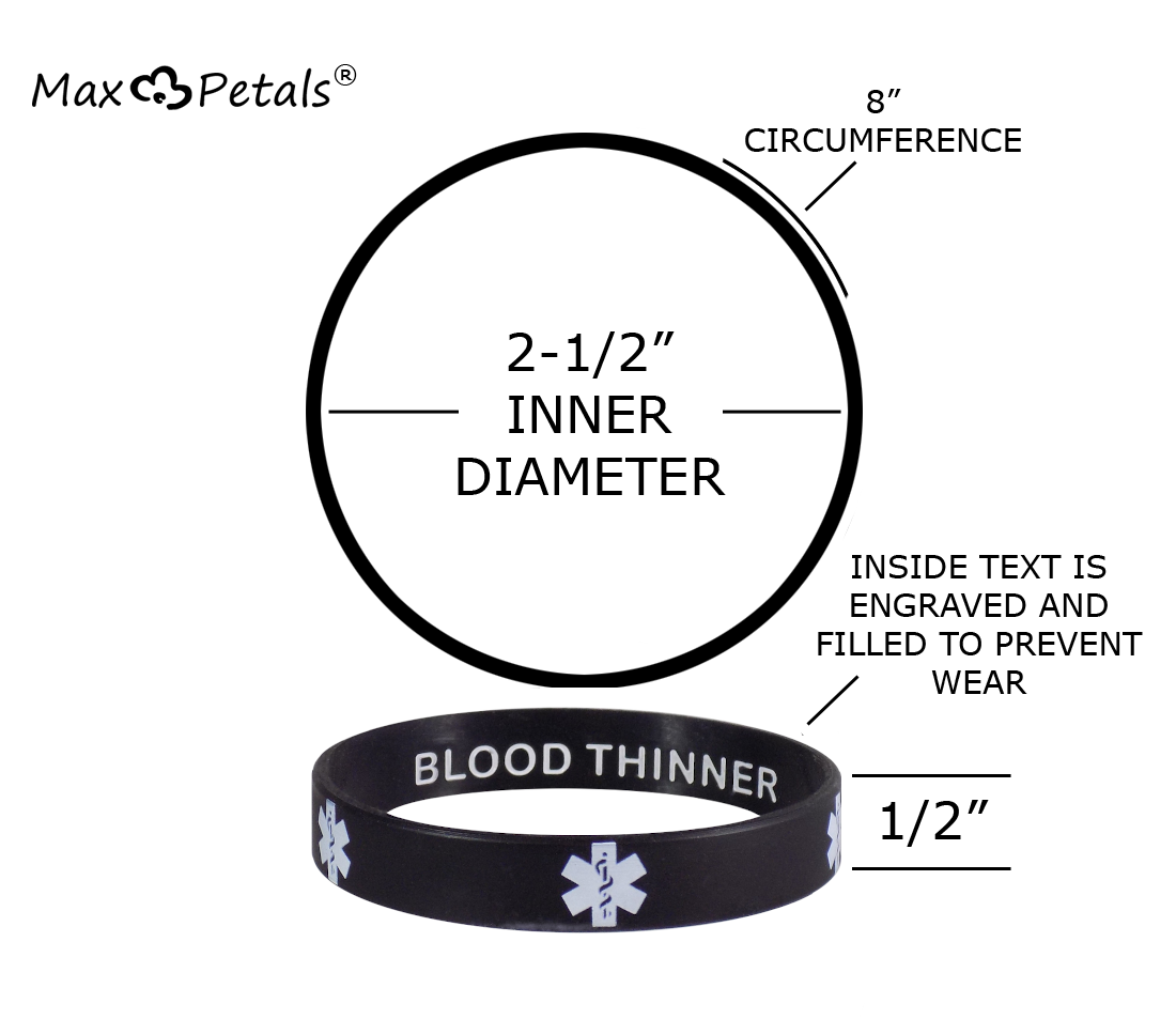 BLOOD THINNER Medical Alert ID Privacy Enhanced Silicone Bracelets Wristbands 5 Pack