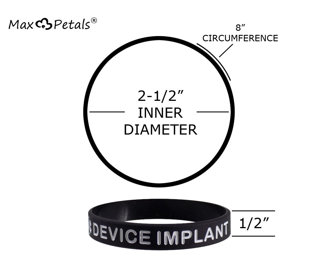 'NO MRI DEVICE IMPLANT' Medical Alert ID Silicone Bracelet Wristbands 4 Pack