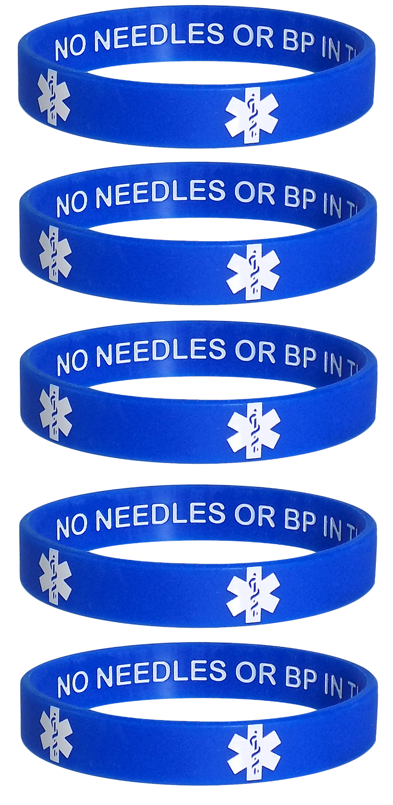 Lymphedema Alert NO NEEDLES OR BP IN THIS ARM Medical Alert ID Privacy Enhanced Wristbands 5 Pack