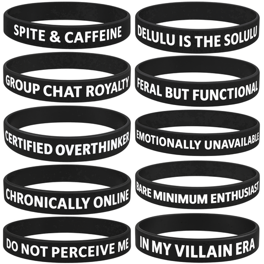 Max Petals | Wrist Feelings | Funny Sarcastic Silicone Wristbands, Meme Humor, Black, 8 in, 10-Pack