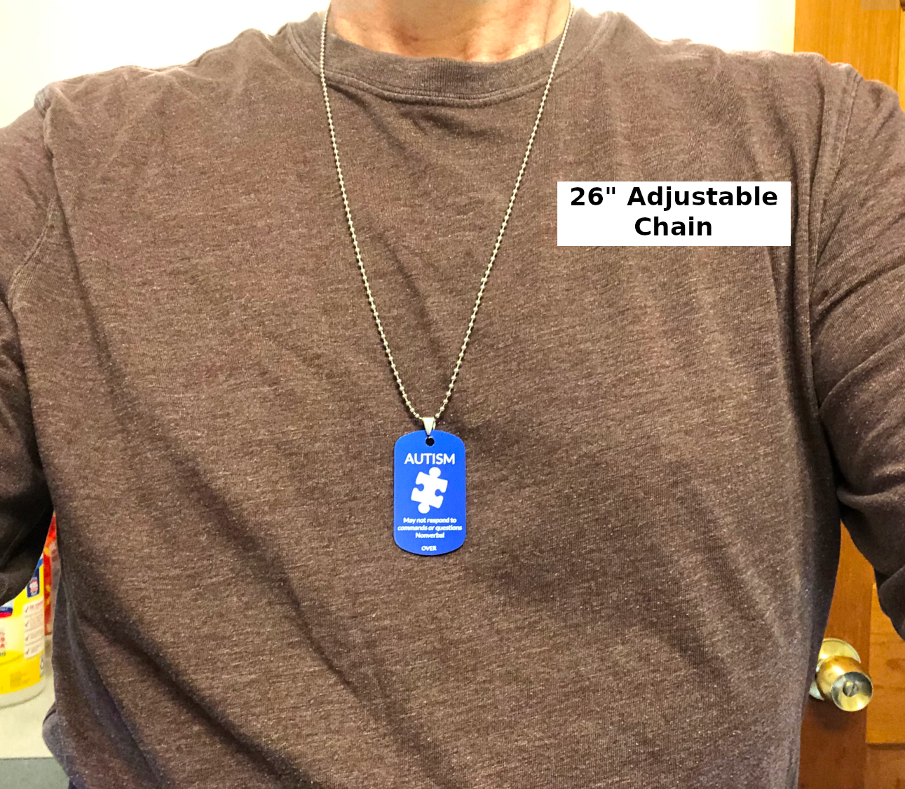 Autism Medical Alert ID Necklaces Custom Engraved (2 Pack)