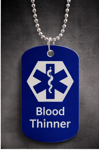 Medical Alert ID Necklace BLOOD THINNER - XARELTO or ELIQUIS Dog Tags - Weatherproof