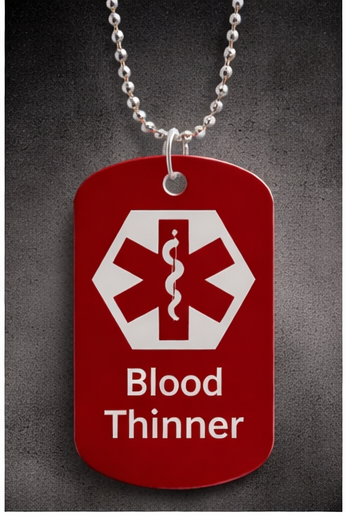 Medical Alert ID Necklace BLOOD THINNER - XARELTO or ELIQUIS Dog Tags - Weatherproof