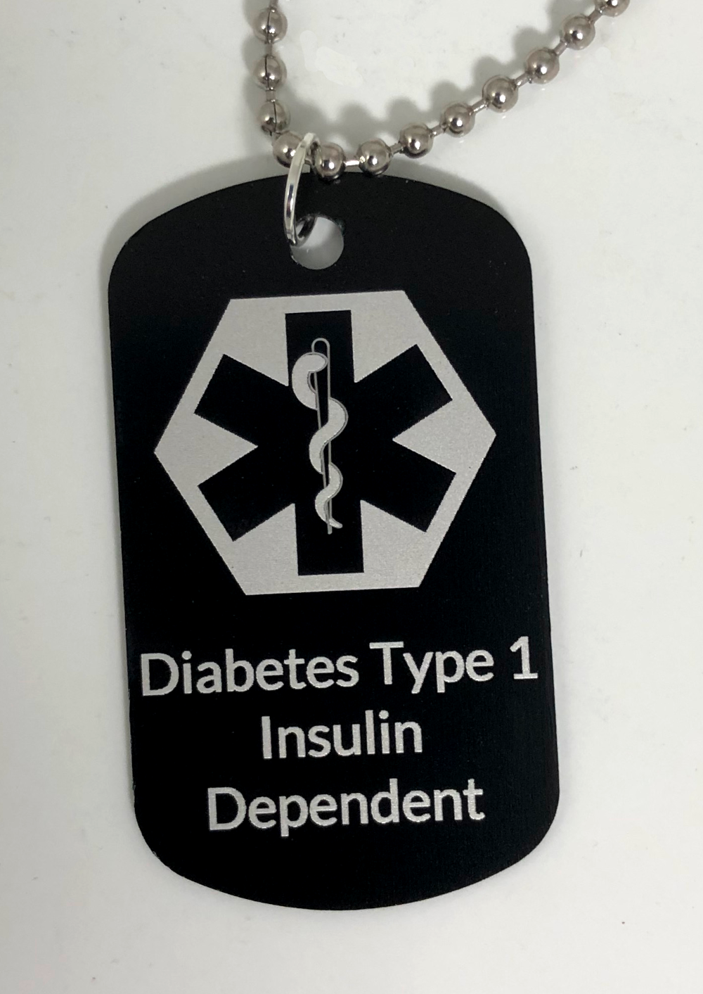 Medical Alert ID Necklaces Diabetes Type 1 Insulin Dependent Weatherproof