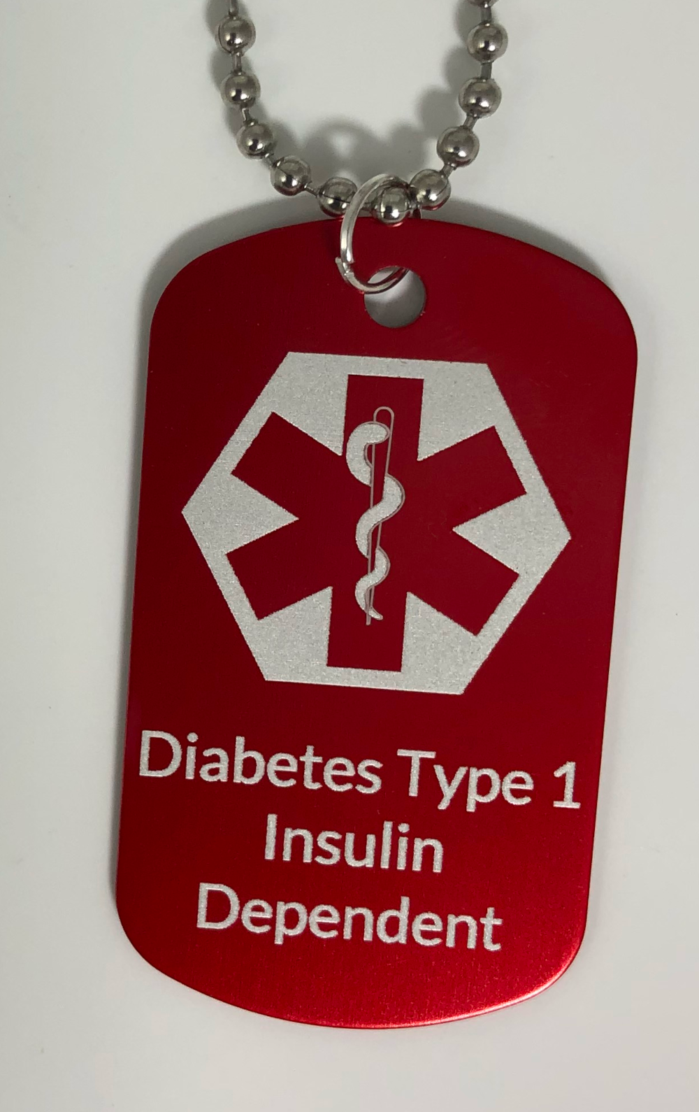 Medical Alert ID Necklaces Diabetes Type 1 Insulin Dependent Weatherproof