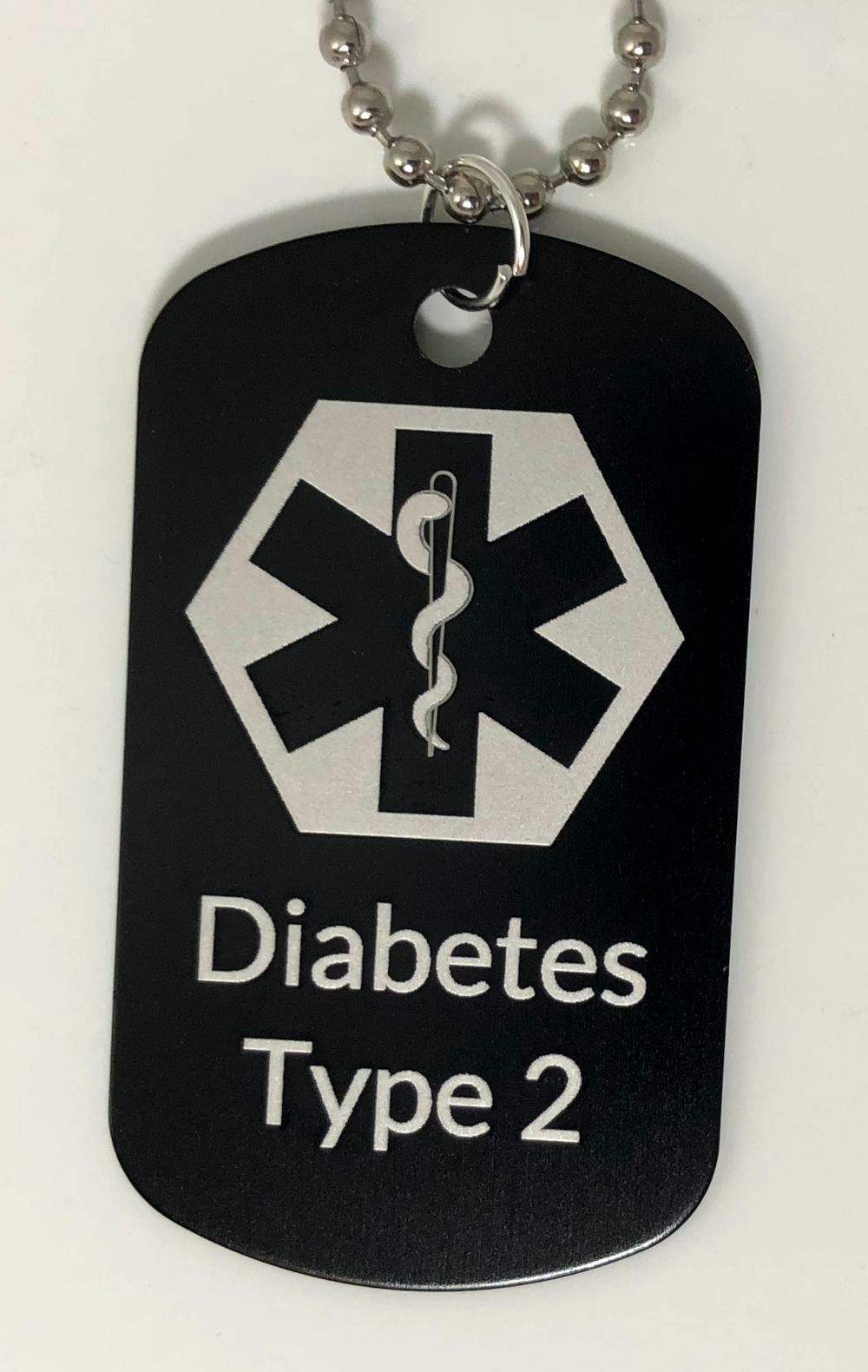 Medical Alert ID Necklaces Diabetes Type 2 - Weatherproof