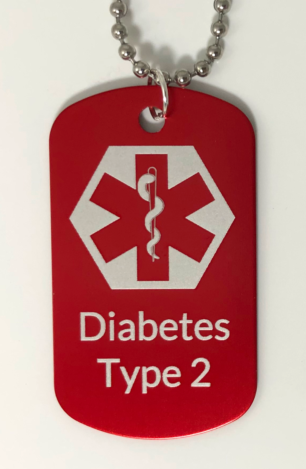 Medical Alert ID Necklaces Diabetes Type 2 - Weatherproof