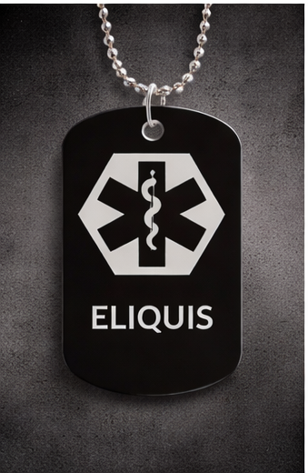 Medical Alert ID Necklace BLOOD THINNER - XARELTO or ELIQUIS Dog Tags - Weatherproof