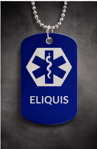 Medical Alert ID Necklace BLOOD THINNER - XARELTO or ELIQUIS Dog Tags - Weatherproof