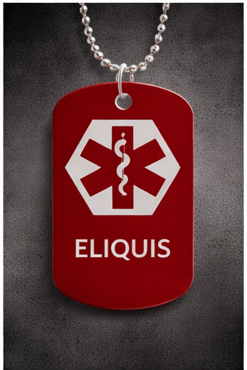 Medical Alert ID Necklace BLOOD THINNER - XARELTO or ELIQUIS Dog Tags - Weatherproof