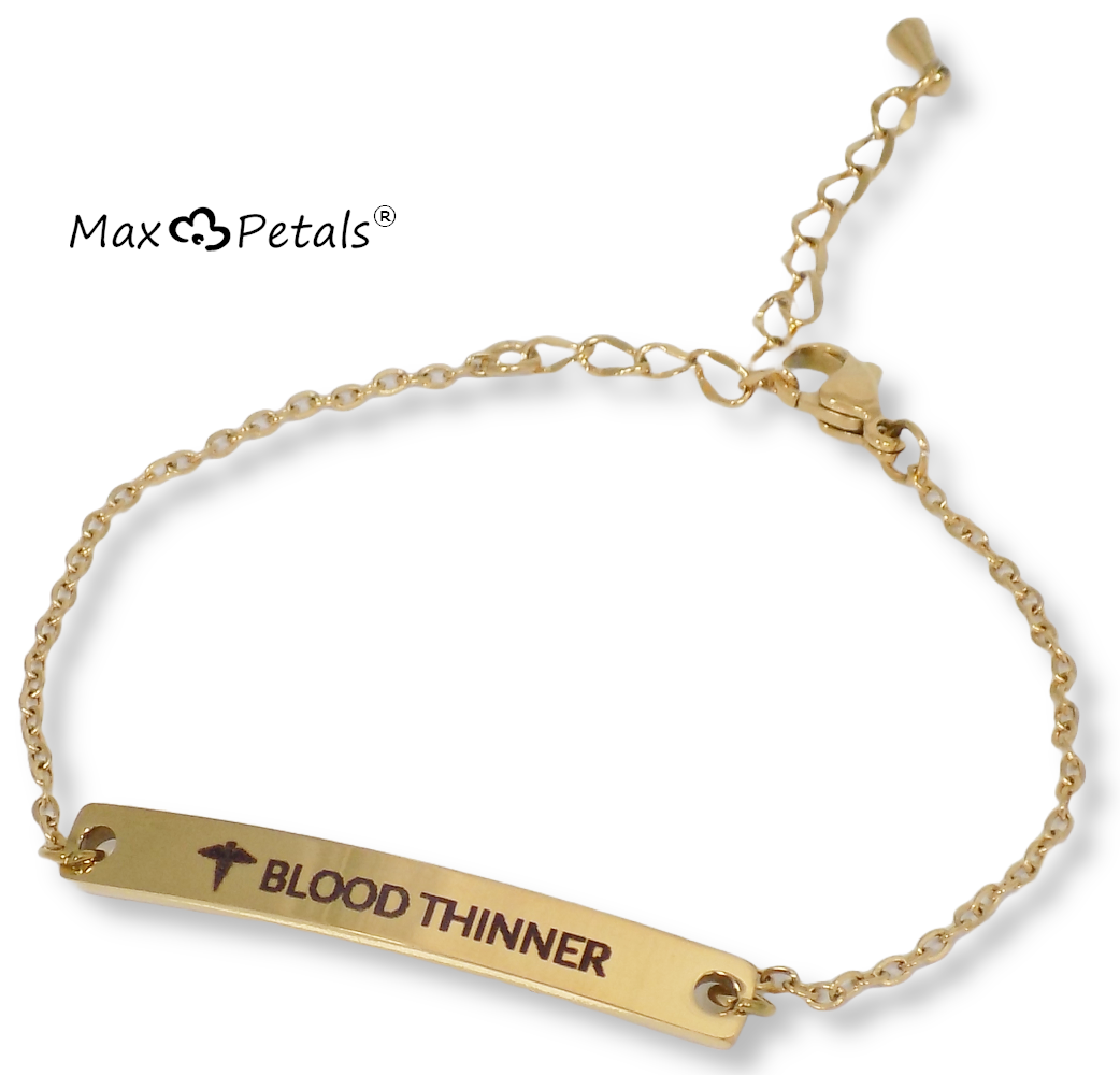 ⚕️BLOOD THINNER Elegant Medical Alert Bar Bracelet Adjustable Chain
