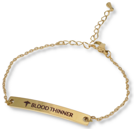 ⚕️BLOOD THINNER Elegant Medical Alert Bar Bracelet Adjustable Chain