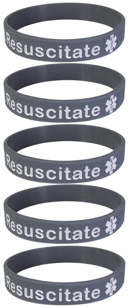 DO NOT RESUSCITATE Medical Alert ID Silicone Bracelet Wristbands