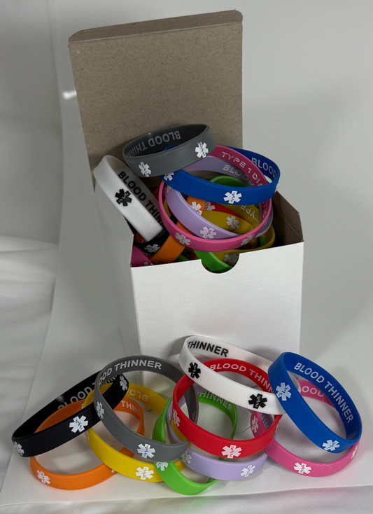 Enhance Patient Care: Blood Thinner Medical Alert Bracelets Discreet Style (25-Pack)