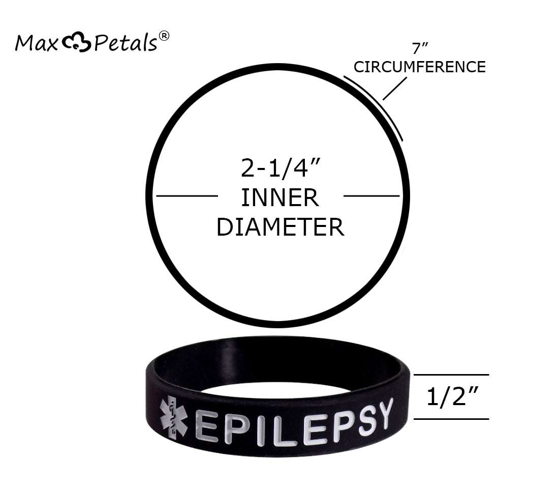 Kid's Size"EPILEPSY" Medical Alert ID Silicone Bracelet Wristbands 4 Pack