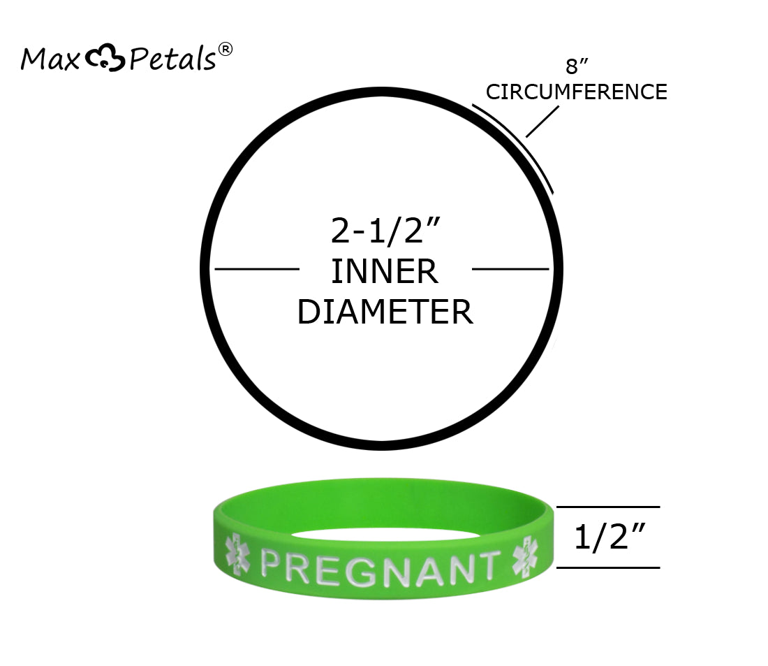 PREGNANT Medical Alert ID Silicone Bracelet Wristbands 5 Pack
