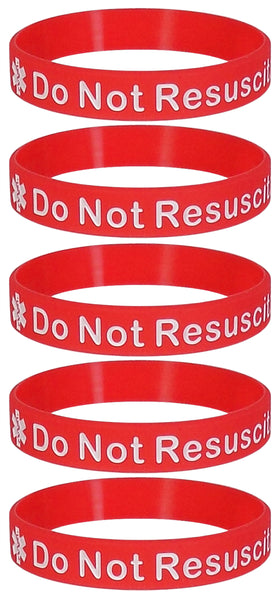 DO NOT RESUSCITATE Medical Alert ID Silicone Bracelet Wristbands
