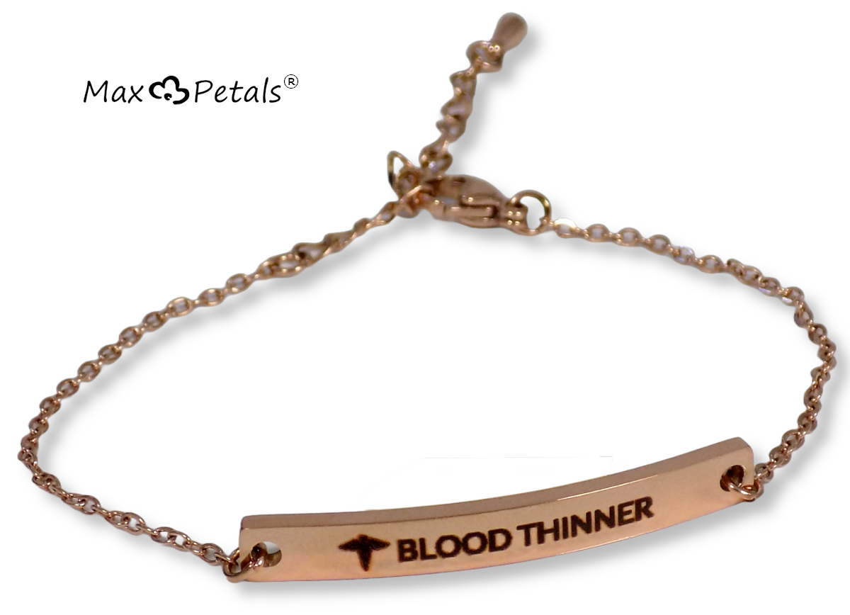 ⚕️BLOOD THINNER Elegant Medical Alert Bar Bracelet Adjustable Chain