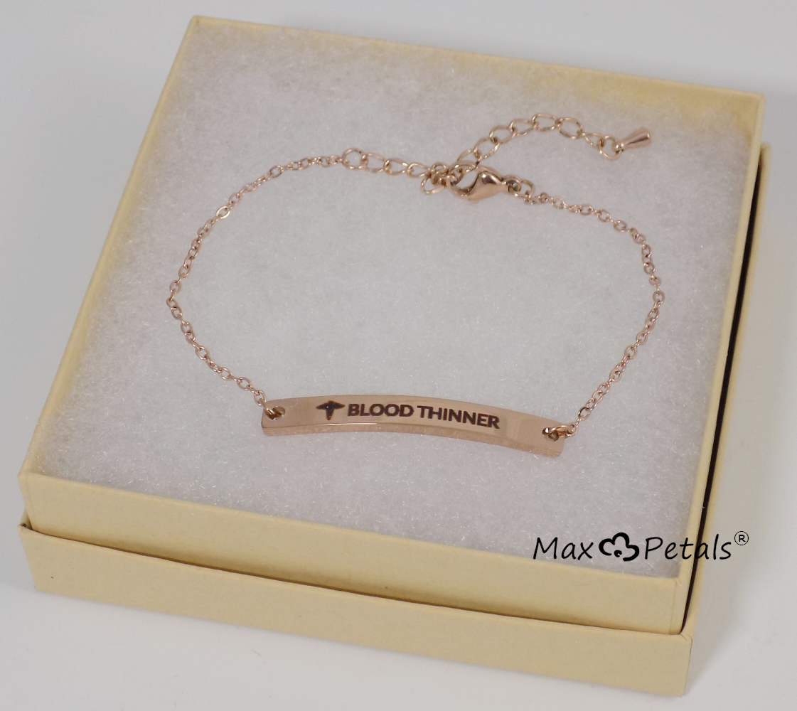 ⚕️BLOOD THINNER Elegant Medical Alert Bar Bracelet Adjustable Chain