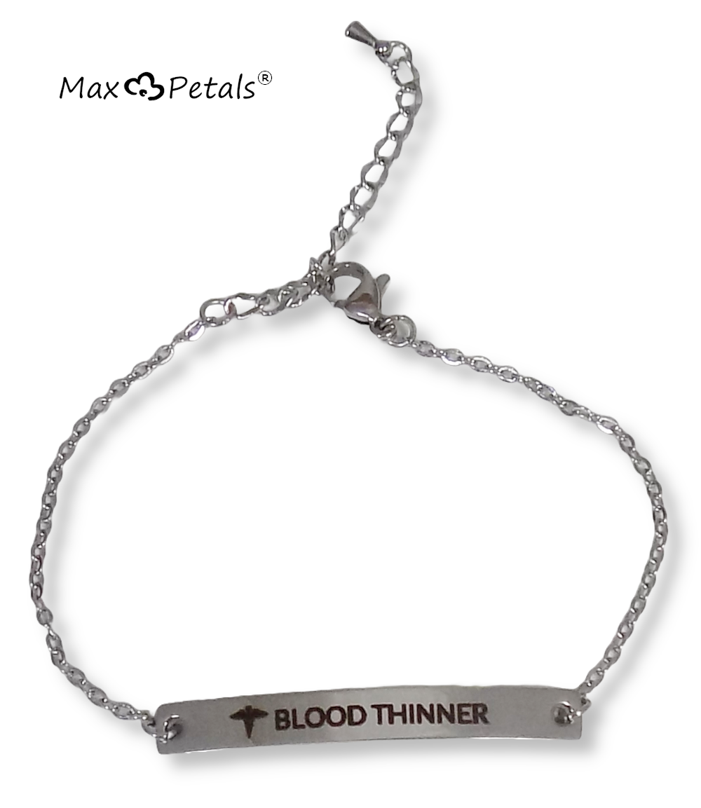 ⚕️BLOOD THINNER Elegant Medical Alert Bar Bracelet Adjustable Chain