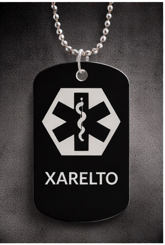 Medical Alert ID Necklace BLOOD THINNER - XARELTO or ELIQUIS Dog Tags - Weatherproof
