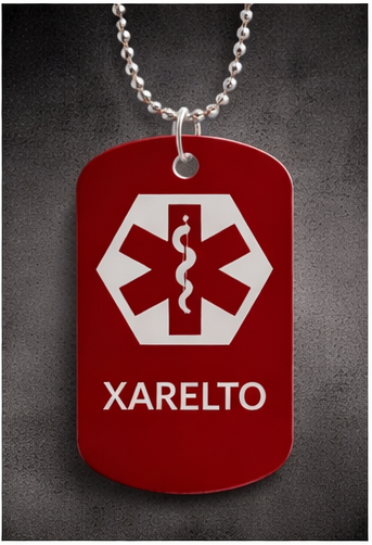 Medical Alert ID Necklace BLOOD THINNER - XARELTO or ELIQUIS Dog Tags - Weatherproof
