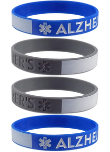 Alzheimers Medical Alert Bracelet ID - with Writeable Area for Emergency Contact Information Silicone Bracelet Wristbands 4 Pack