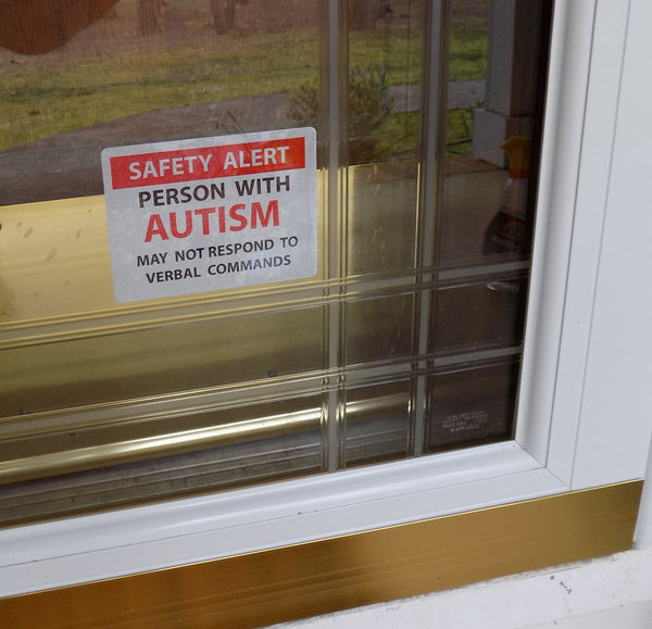 Autism Safety Alert Vinyl Decal on door
