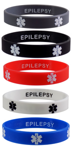 EPILEPSY Medical Alert ID Privacy Enhanced Silicone Bracelets Wristbands 5 Pack