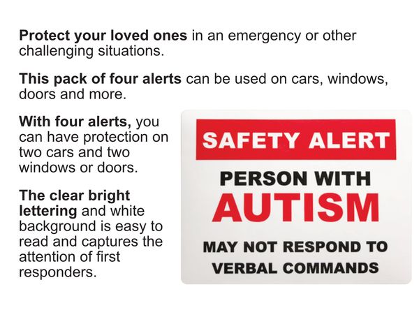 Autism Safety Alert Window Cling and Vinyl Decal Features